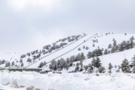 The surroundings of the Valsequi ski resort in Madrid during the snowfall of March 2025.
