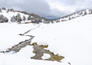 The surroundings of the Valsequi ski resort in Madrid during the snowfall of March 2025.